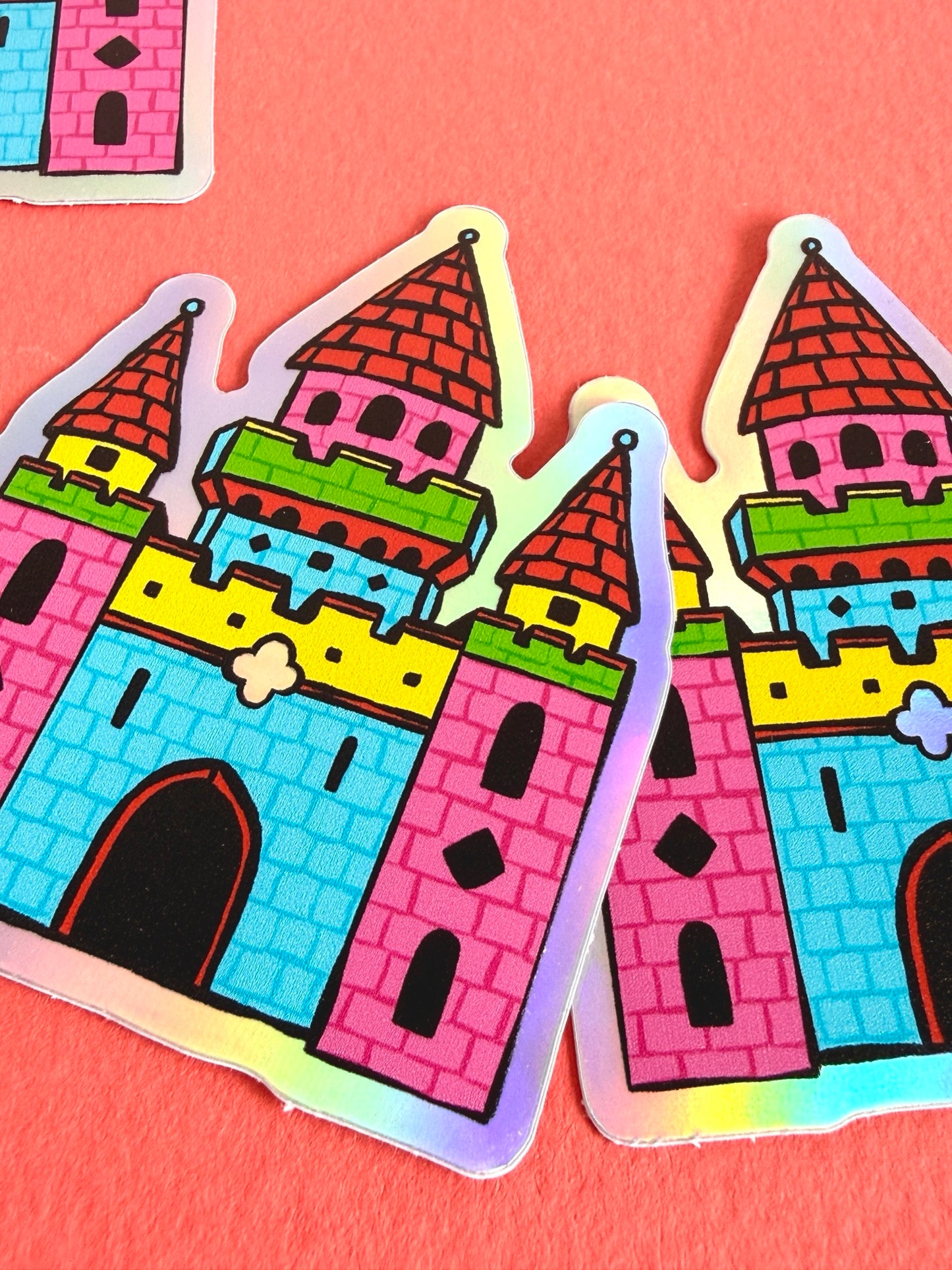 Medieval Castle Rainbow Holographic Sticker