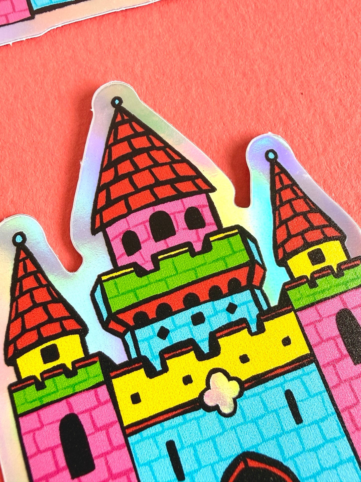 Medieval Castle Rainbow Holographic Sticker