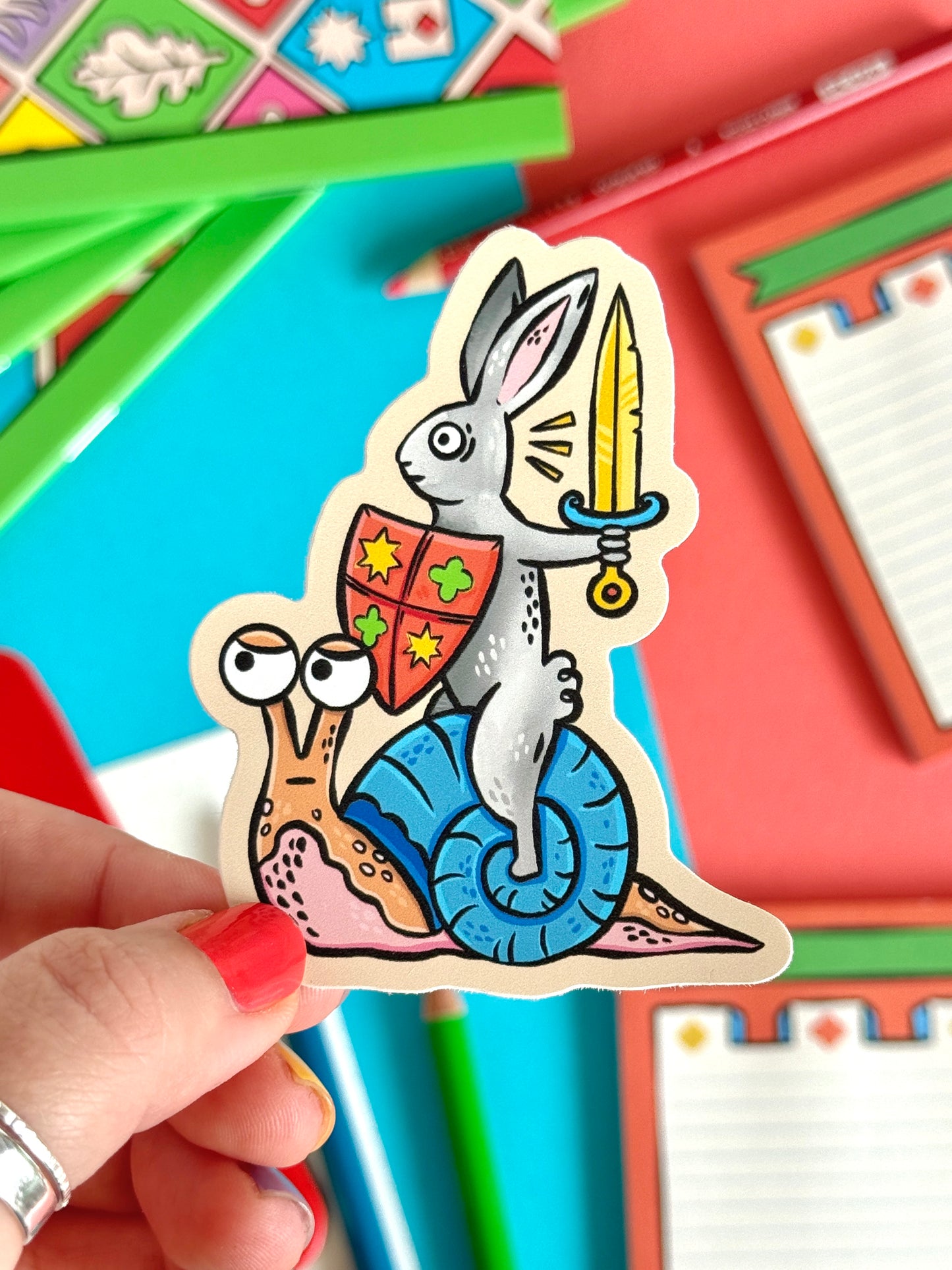Medieval Rabbit Riding a Snail Sticker