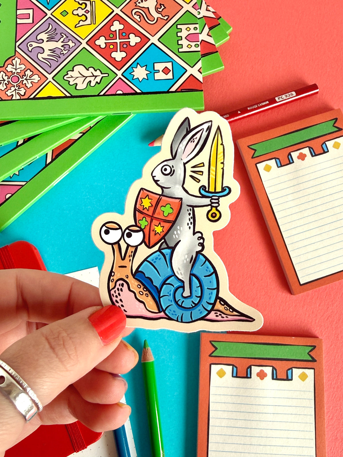 Medieval Rabbit Riding a Snail Sticker