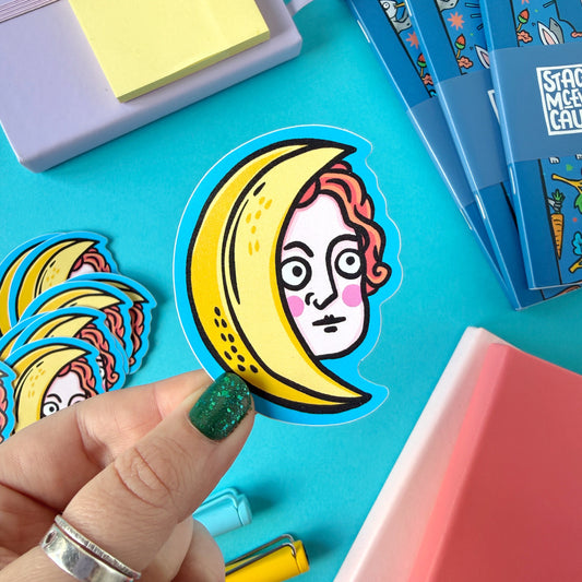 Moon Face Medieval Marginalia Sticker