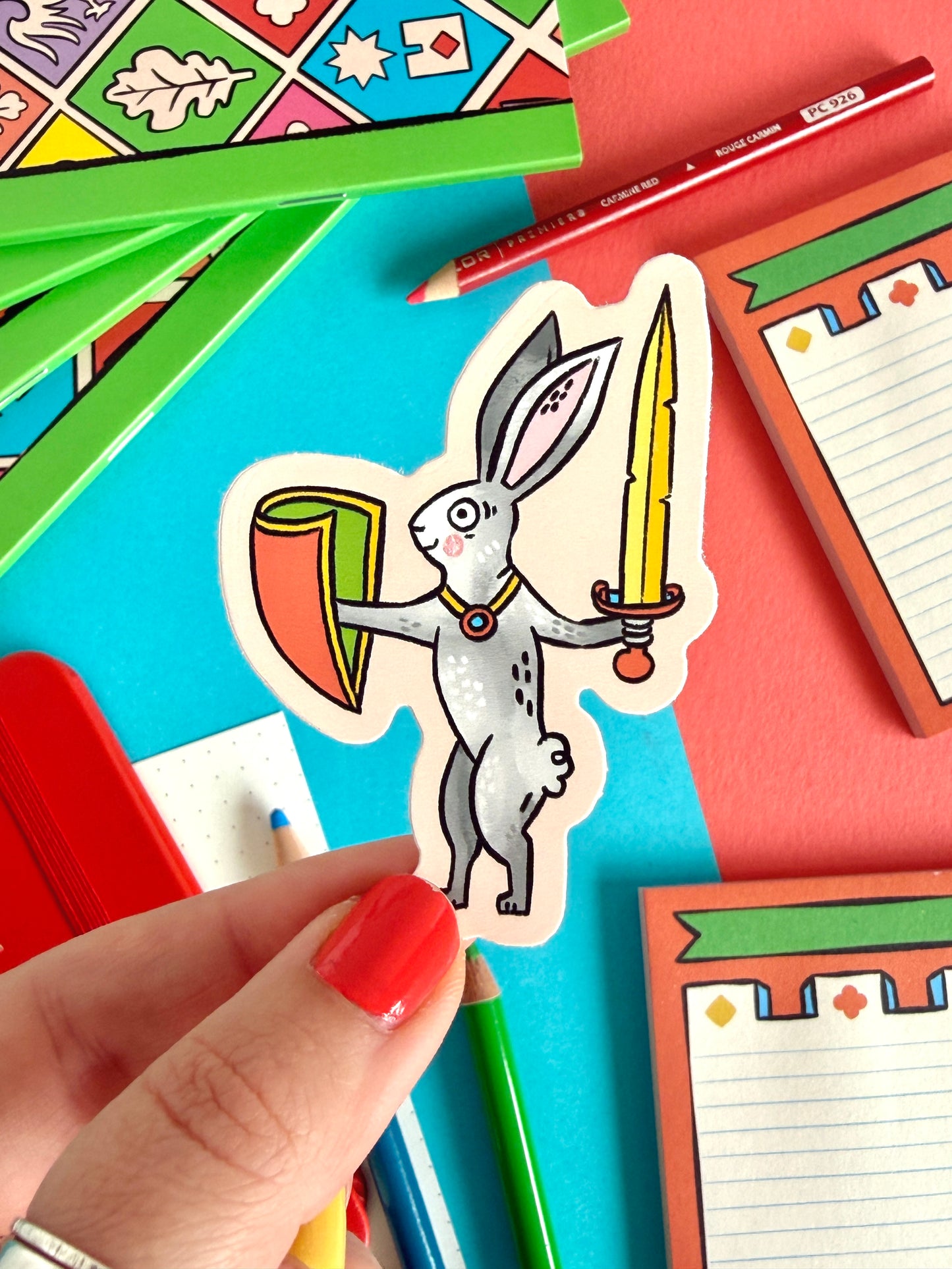 Medieval Bunny With Sword Sticker