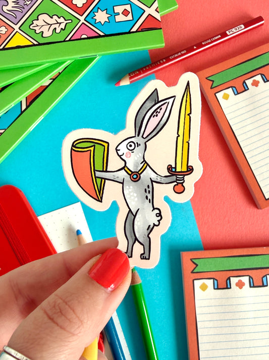 Medieval Bunny With Sword Sticker