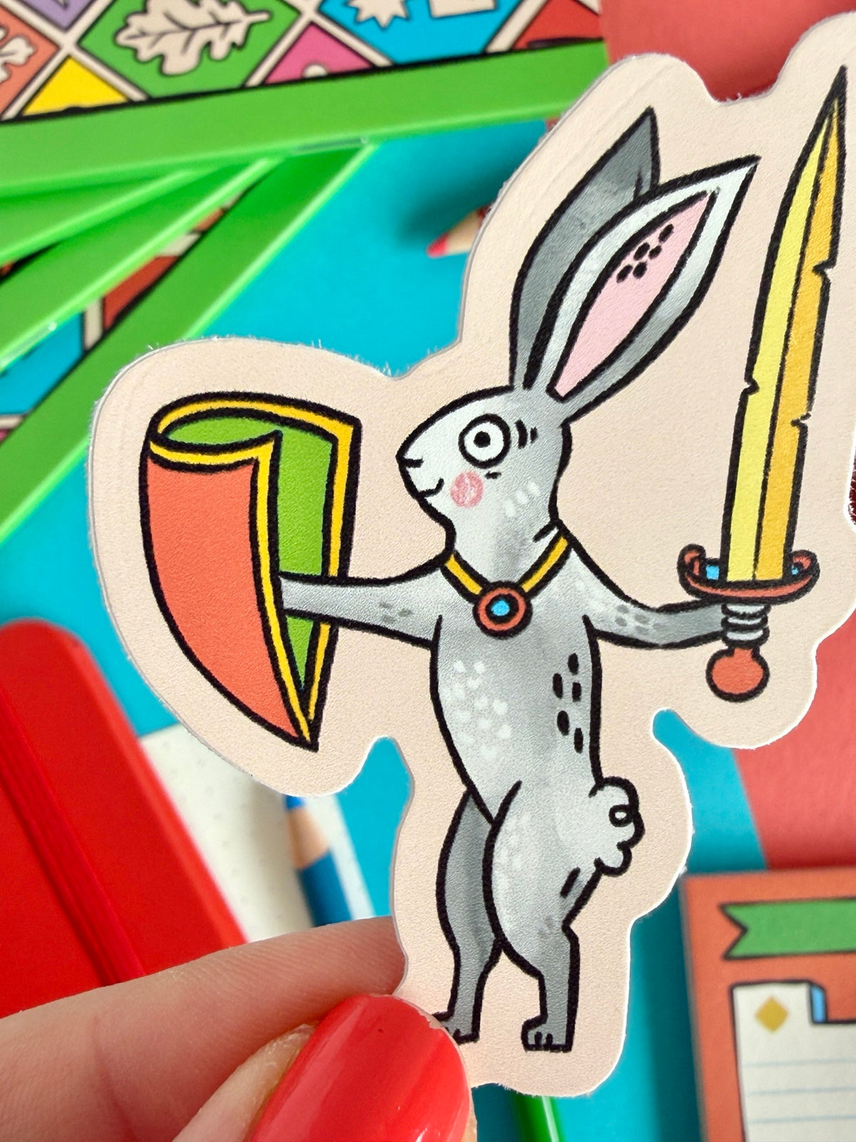 Medieval Bunny With Sword Sticker