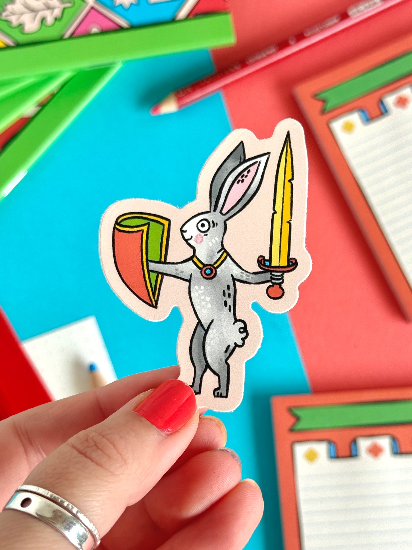 Medieval Bunny With Sword Sticker