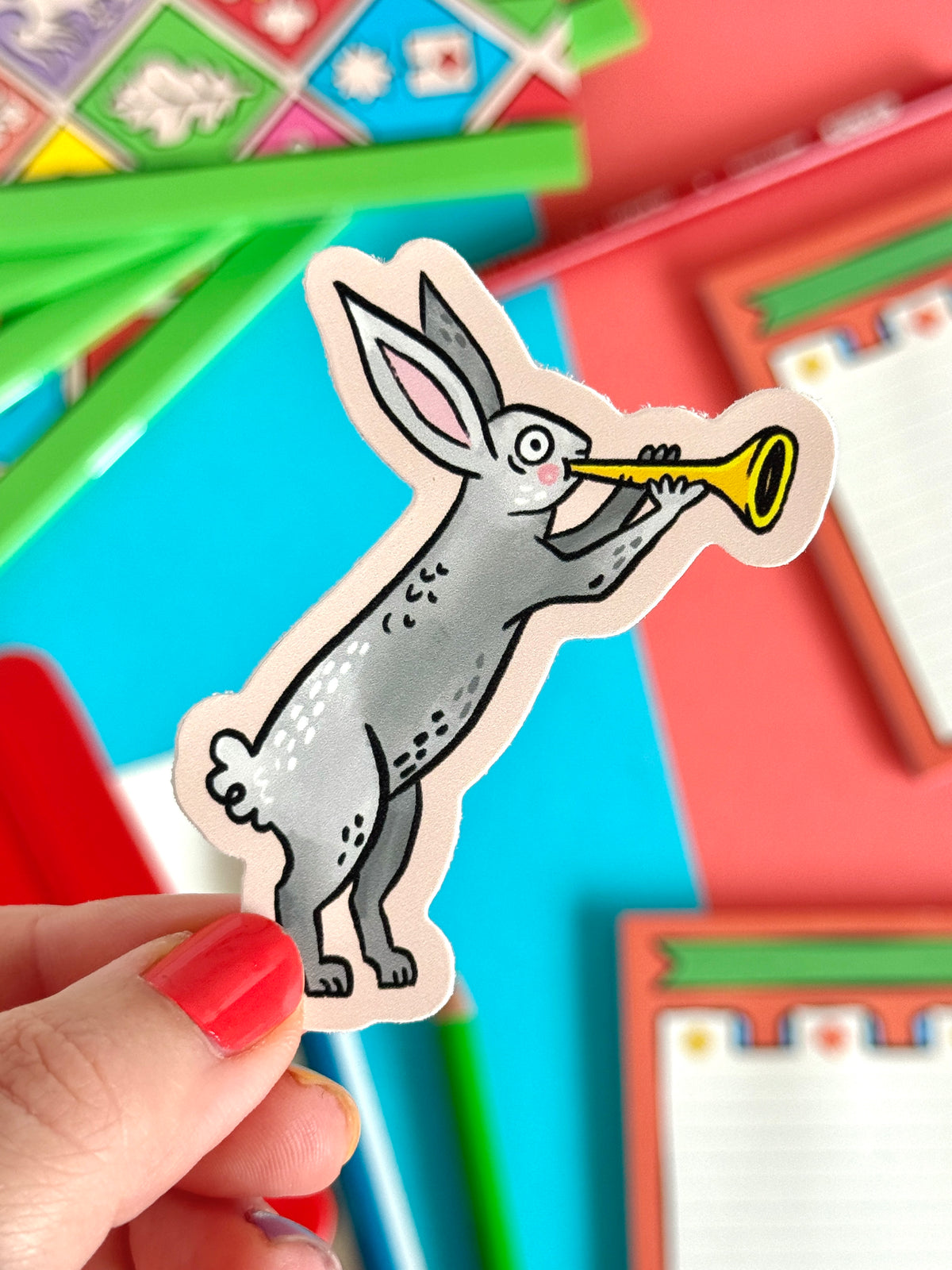 Medieval Bunny With Trumpet Sticker