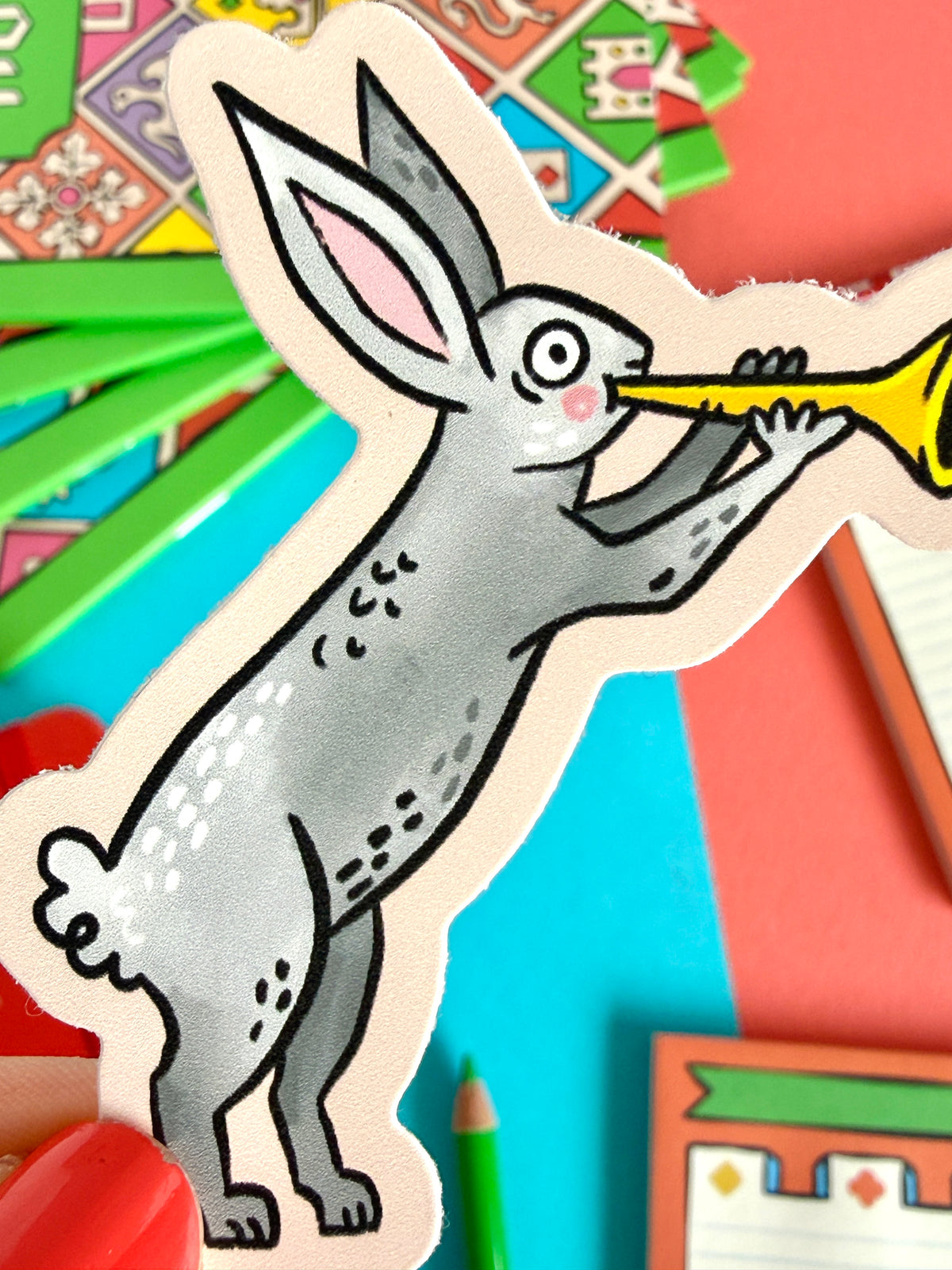 Medieval Bunny With Trumpet Sticker