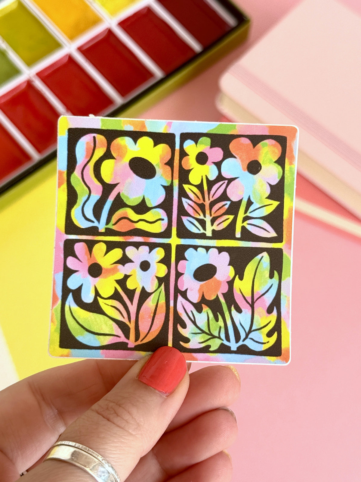 Rainbow Flowers Sticker