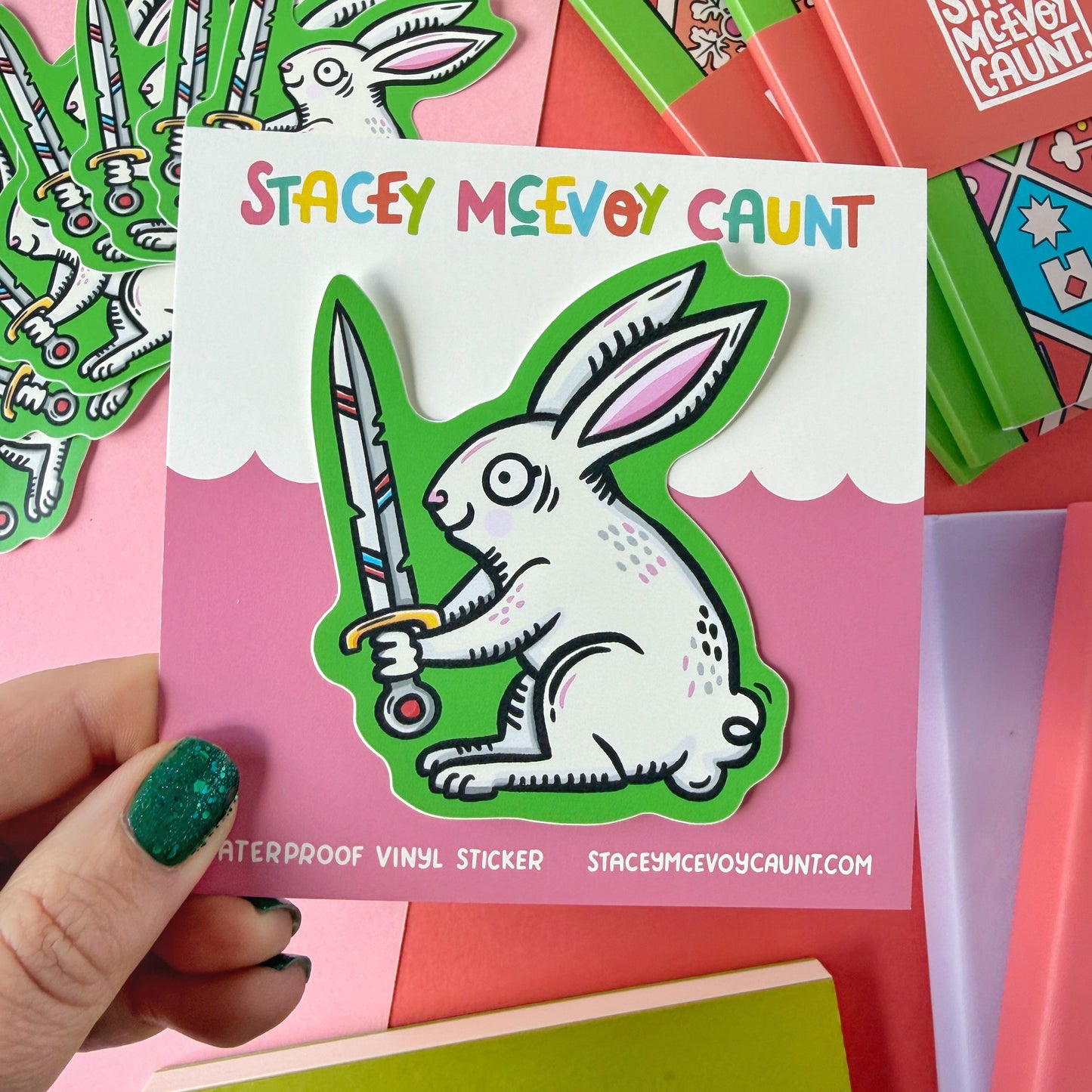 Duelling Bunny Medieval Vinyl Sticker