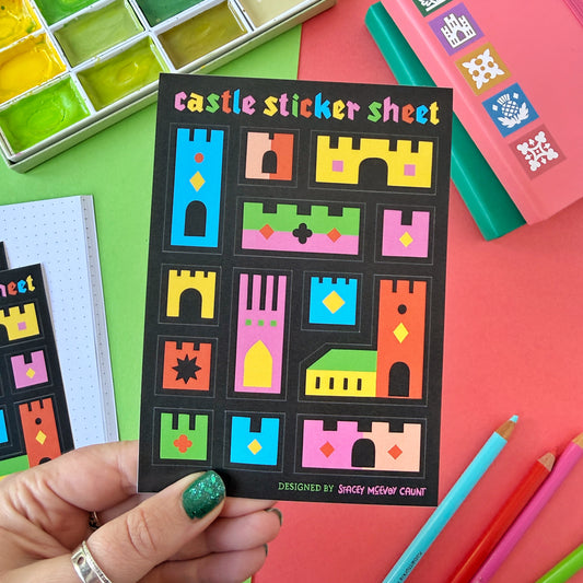 Rainbow Castles A6 Vinyl Sticker Sheet