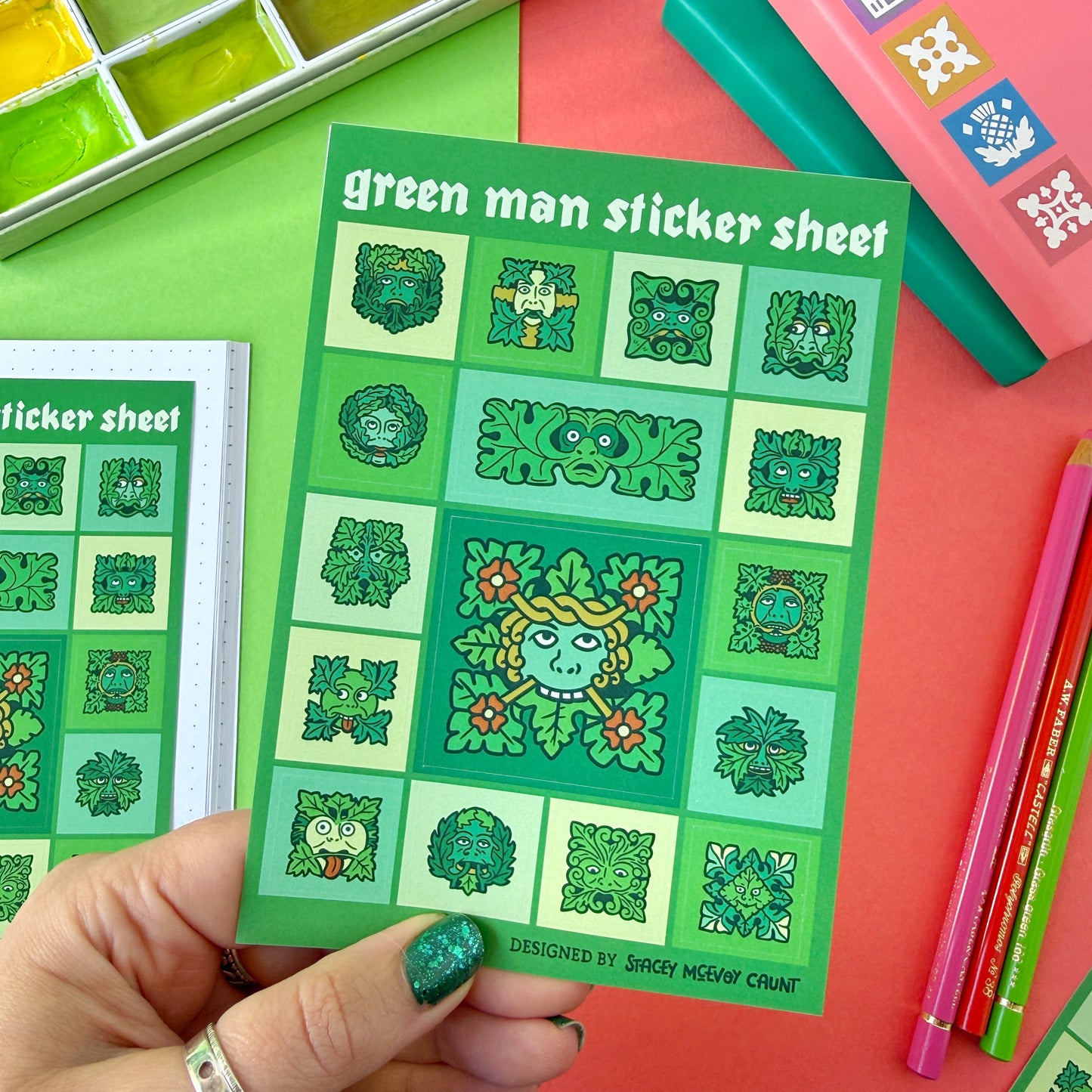 Green Man A6 Vinyl Sticker Sheet
