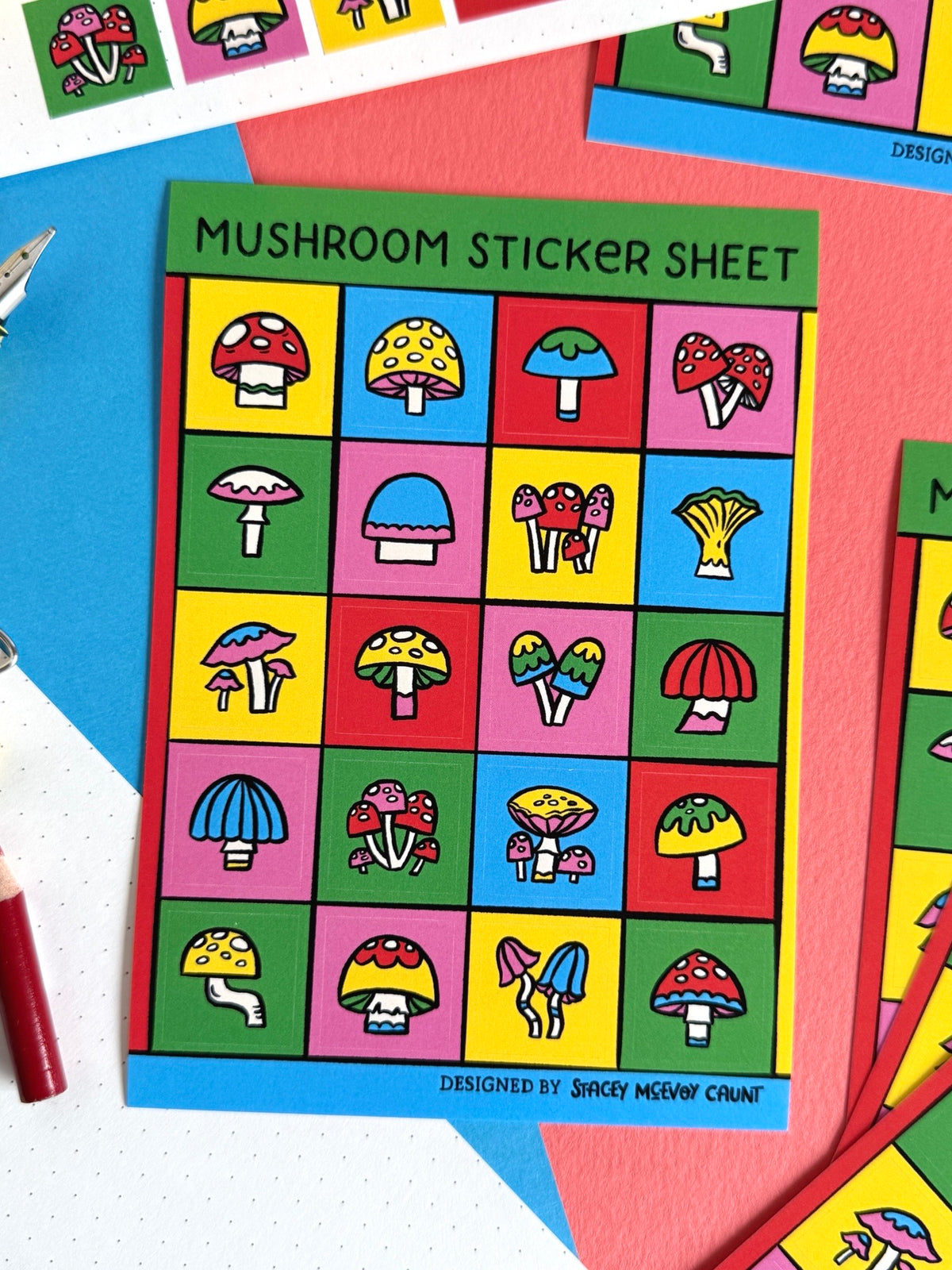 Rainbow Mushrooms Sticker Sheet