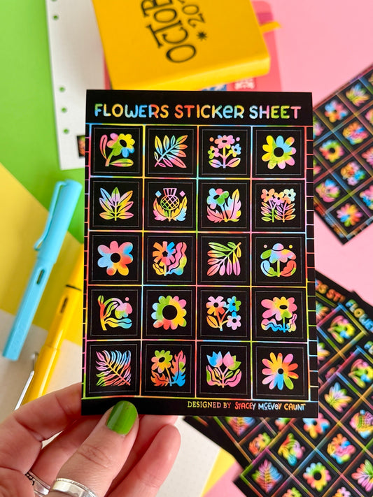 Rainbow Flowers Sticker Sheet