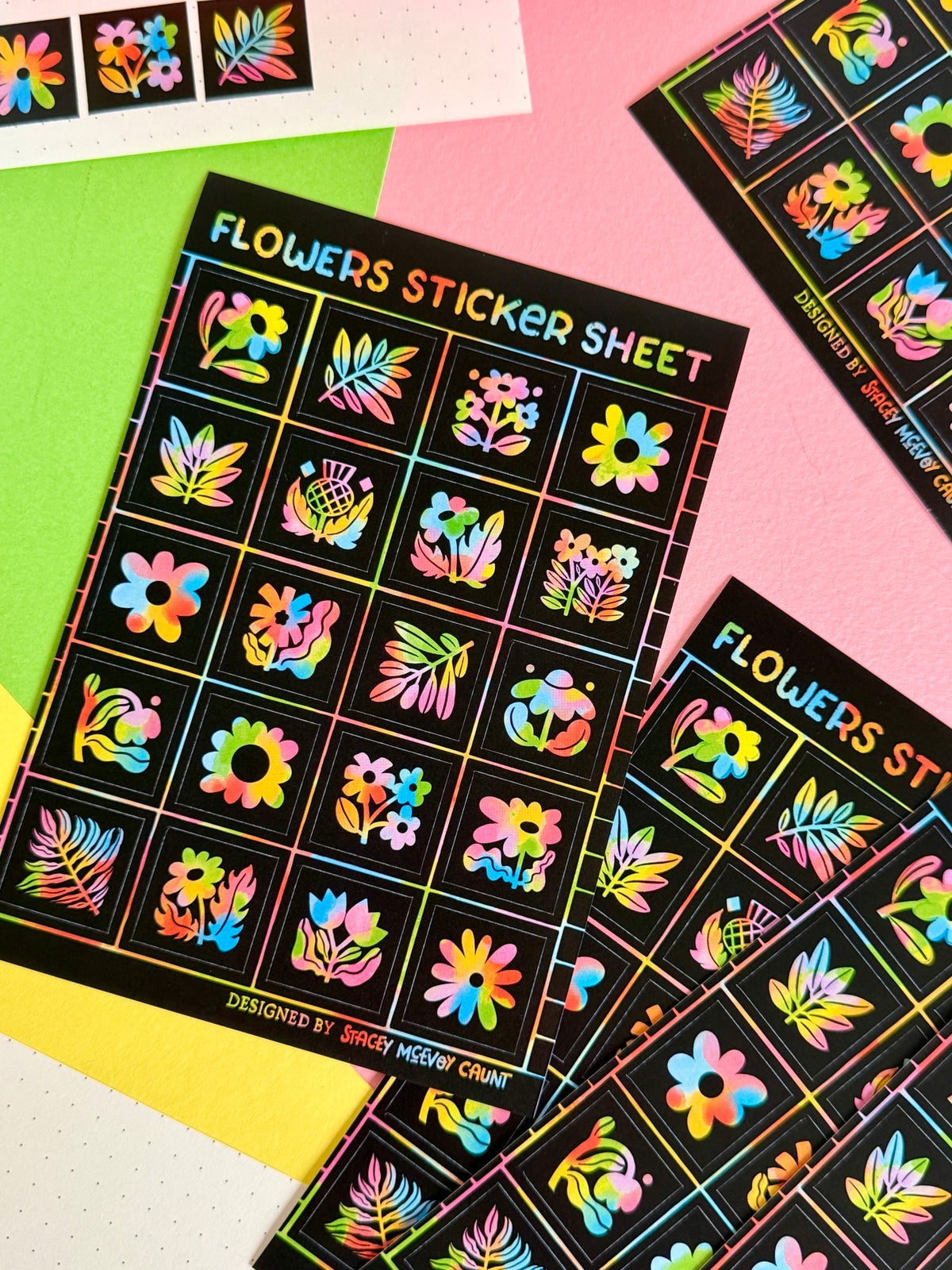 Rainbow Flowers Sticker Sheet