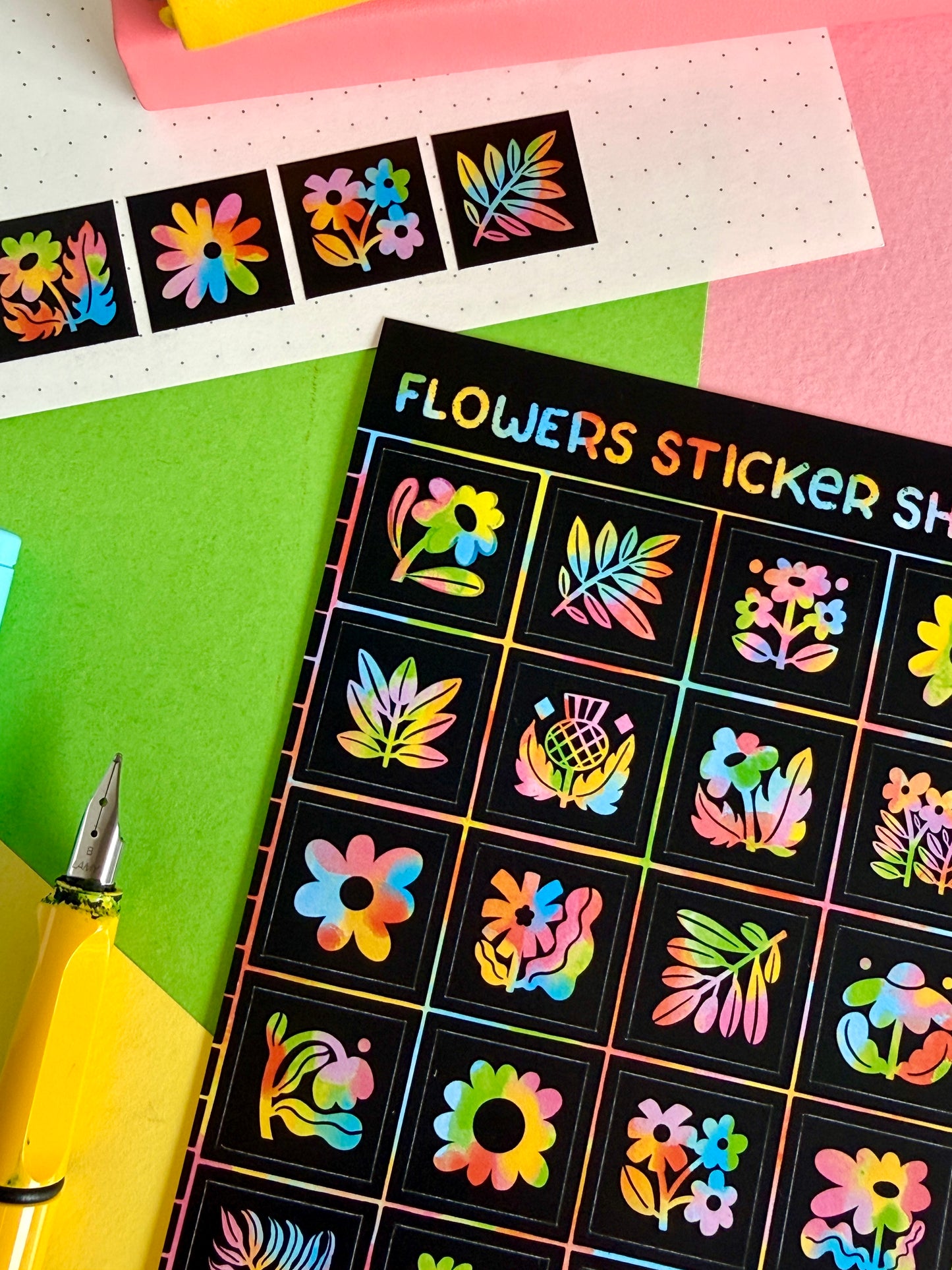 Rainbow Flowers Sticker Sheet