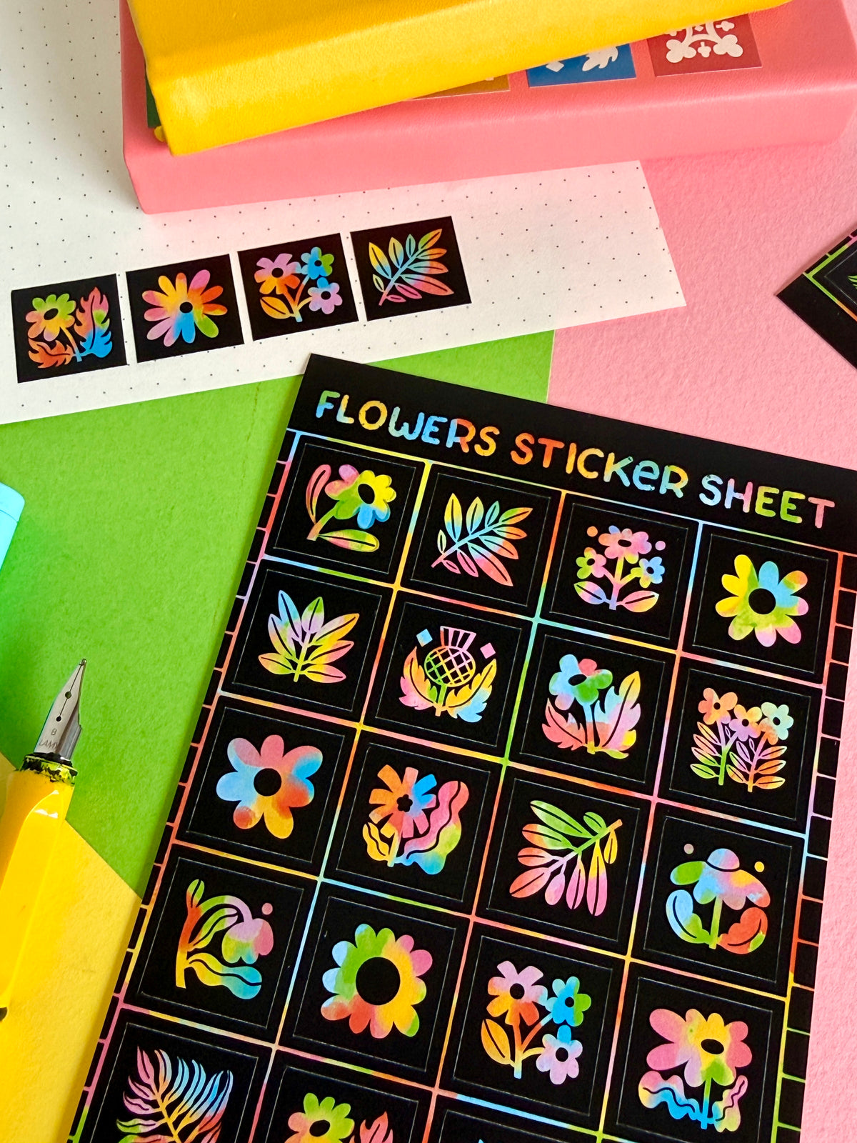 Rainbow Flowers Sticker Sheet