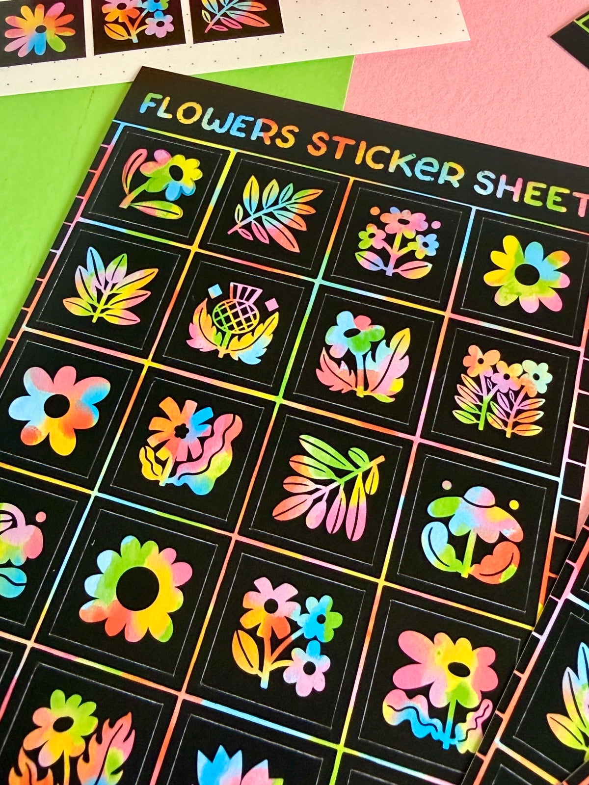 Rainbow Flowers Sticker Sheet