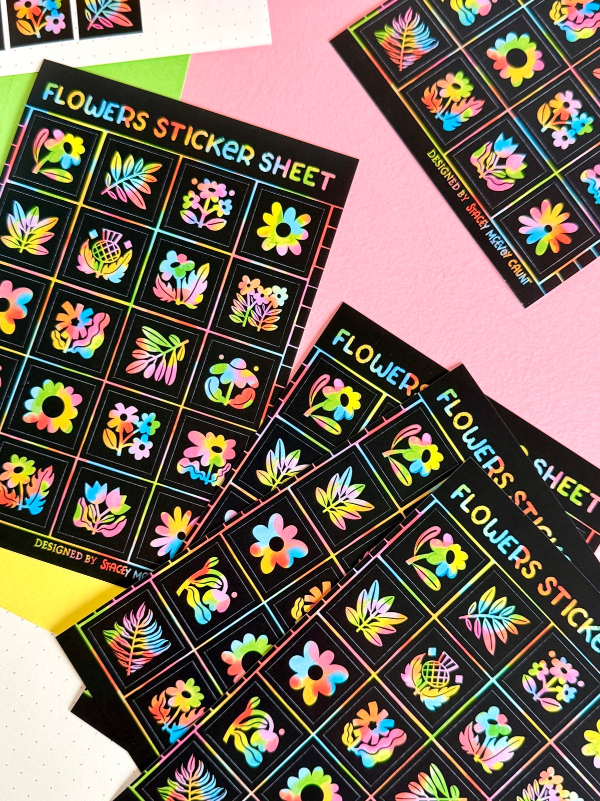 Rainbow Flowers Sticker Sheet