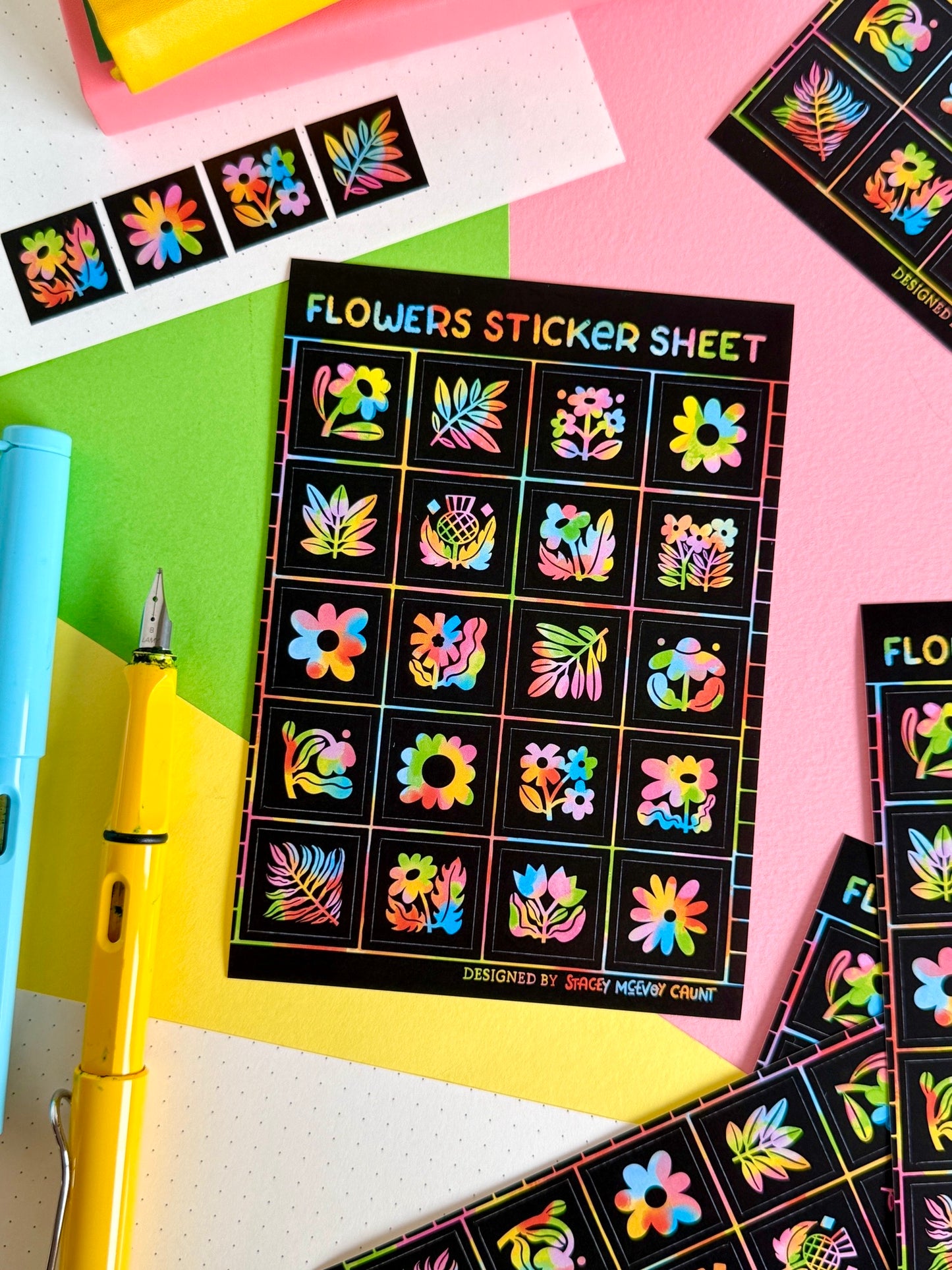 Rainbow Flowers Sticker Sheet