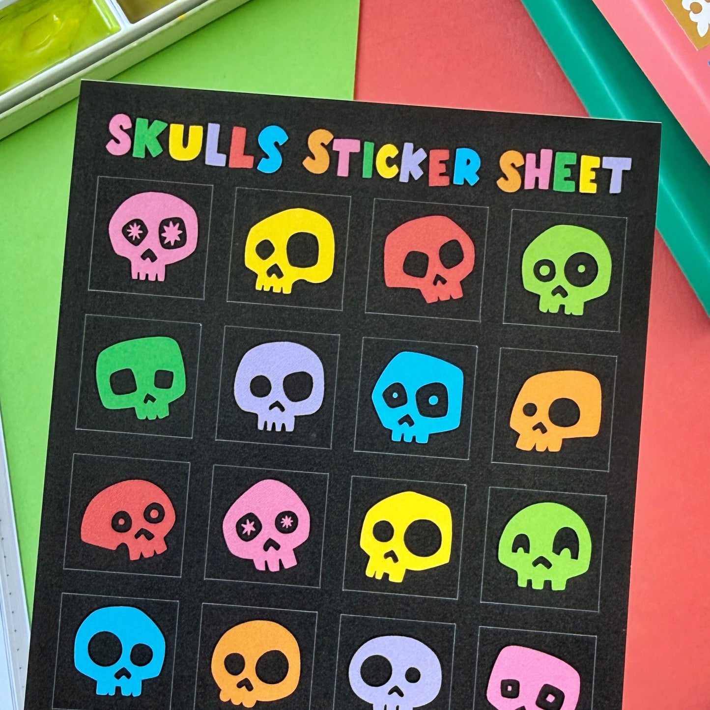 Rainbow Skulls A6 Vinyl Sticker Sheet