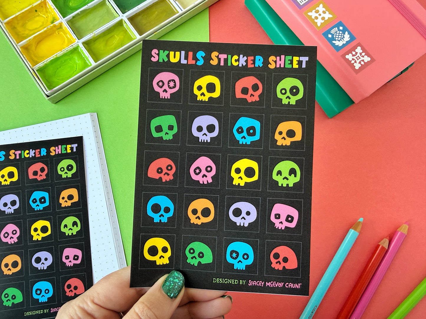 Rainbow Skulls A6 Vinyl Sticker Sheet