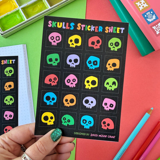 Rainbow Skulls A6 Vinyl Sticker Sheet