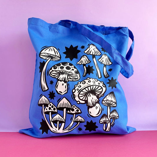 Blue Mushroom Tote Bag