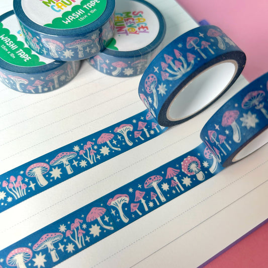 Pink and Blue Mushroom Washi Tape