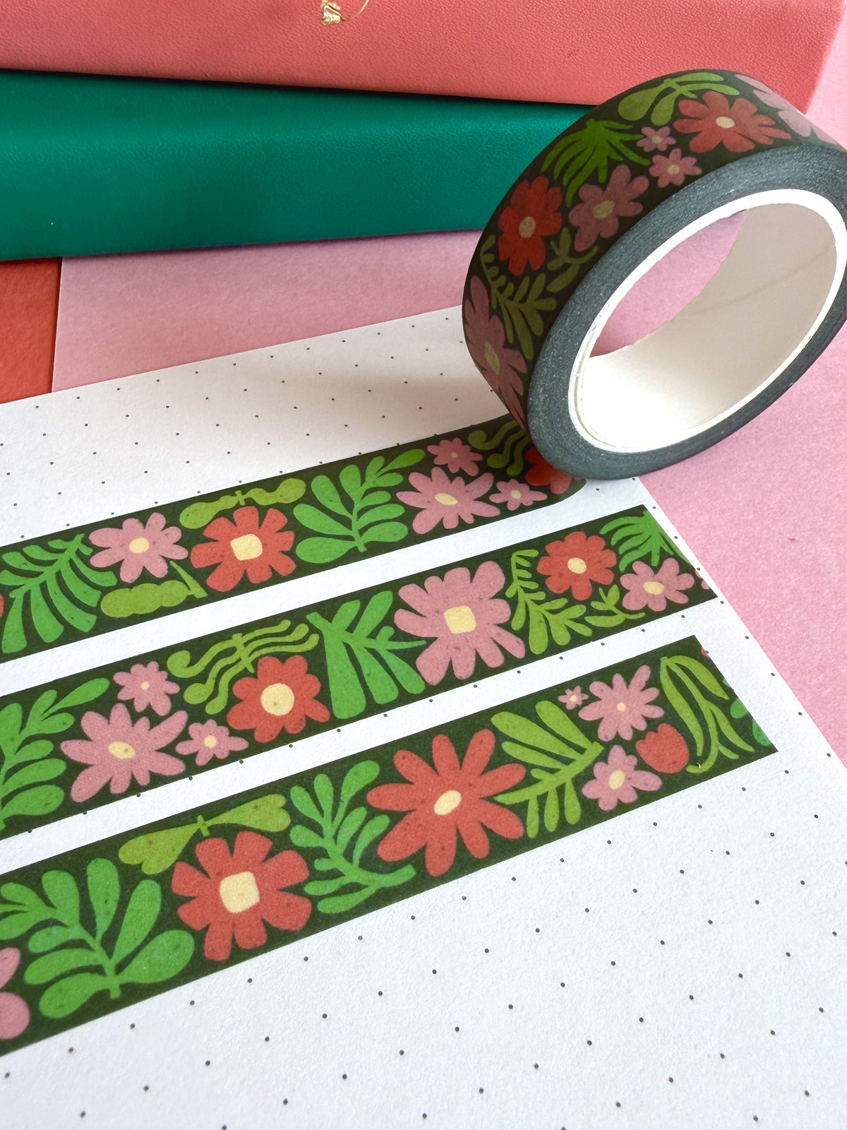 Pink and Red Flower Washi Tape