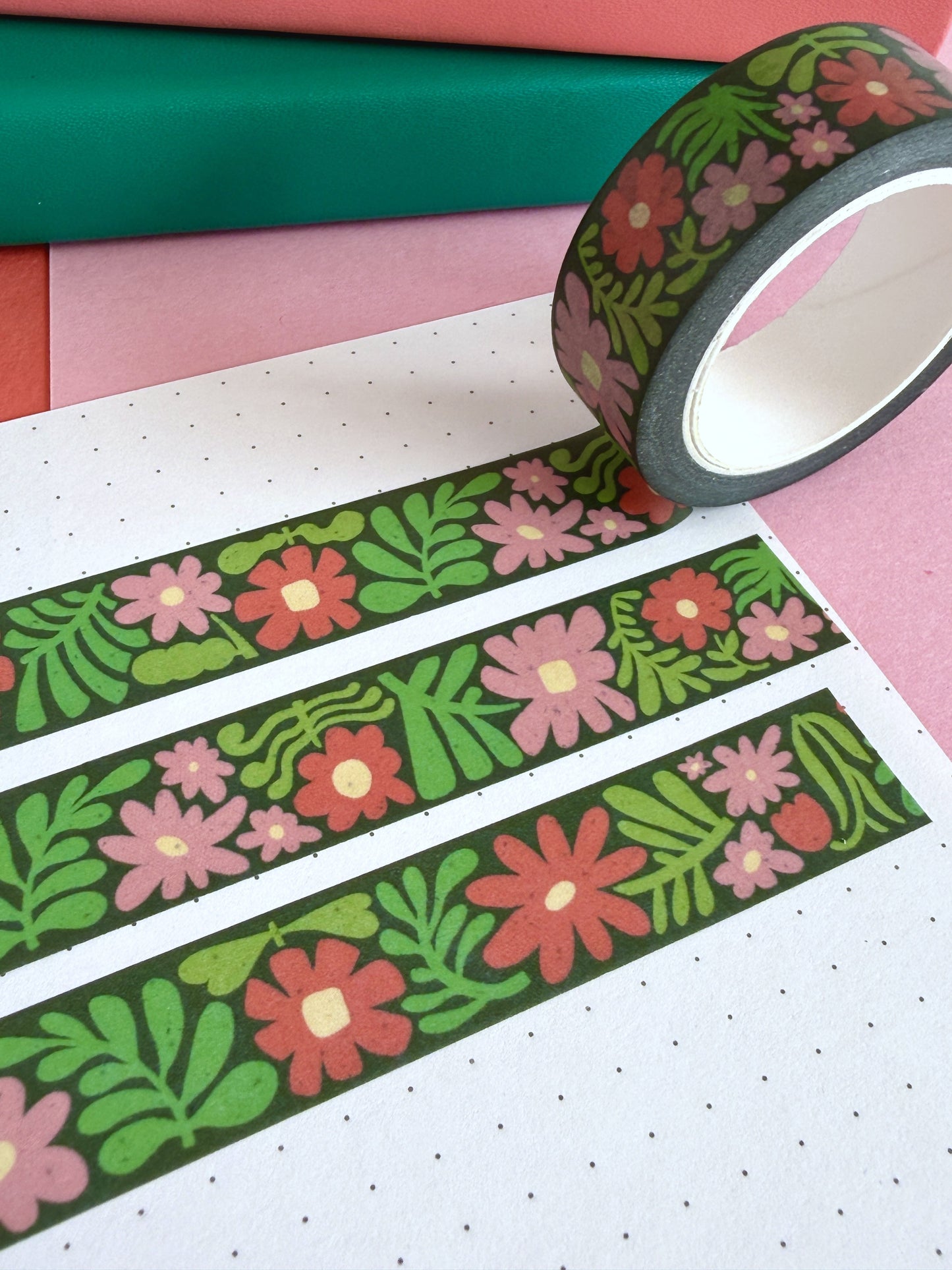 Pink and Red Flower Washi Tape