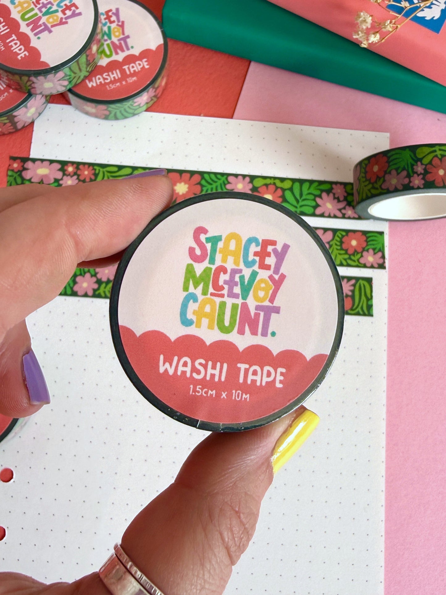Pink and Red Flower Washi Tape
