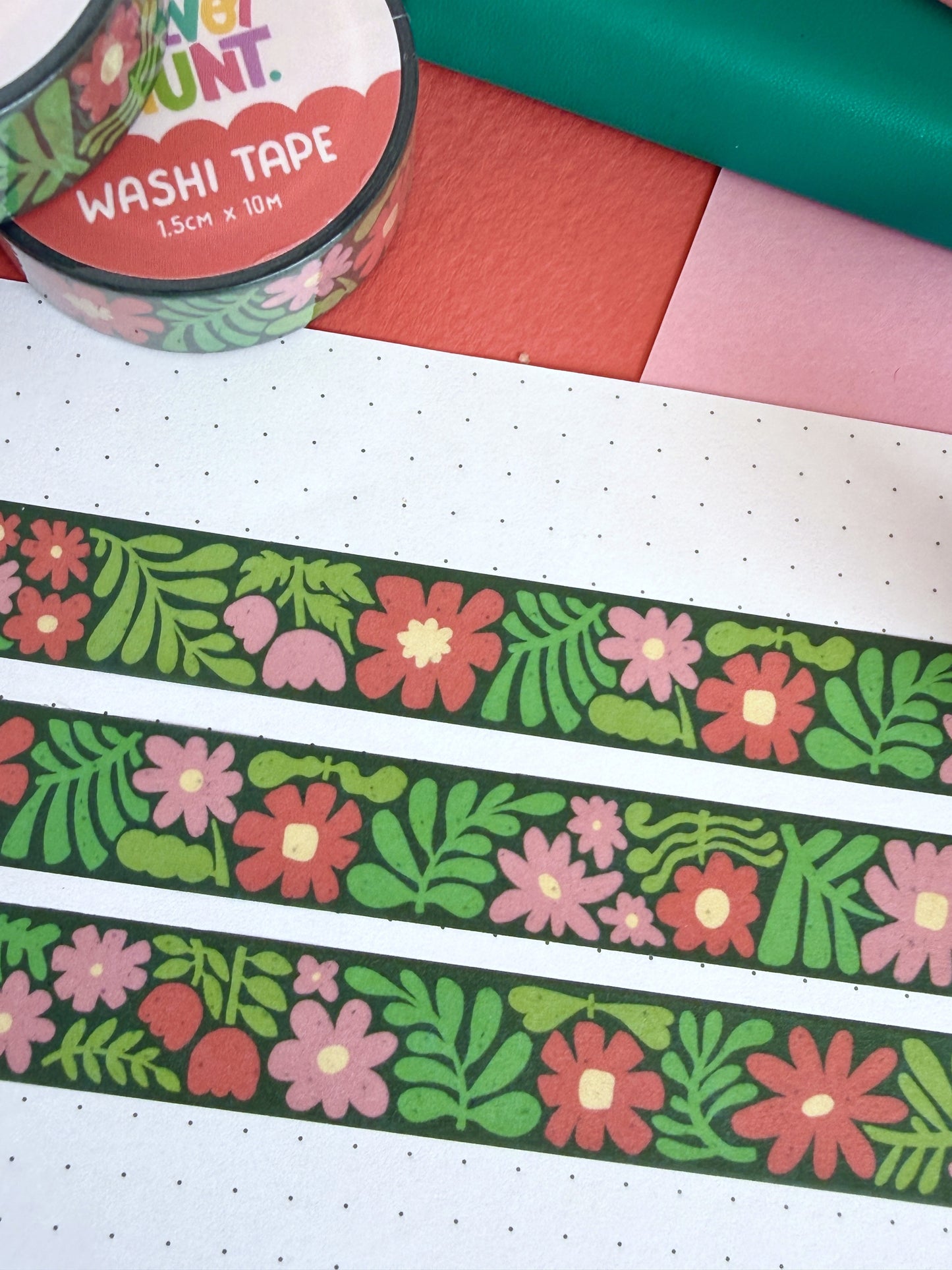 Pink and Red Flower Washi Tape