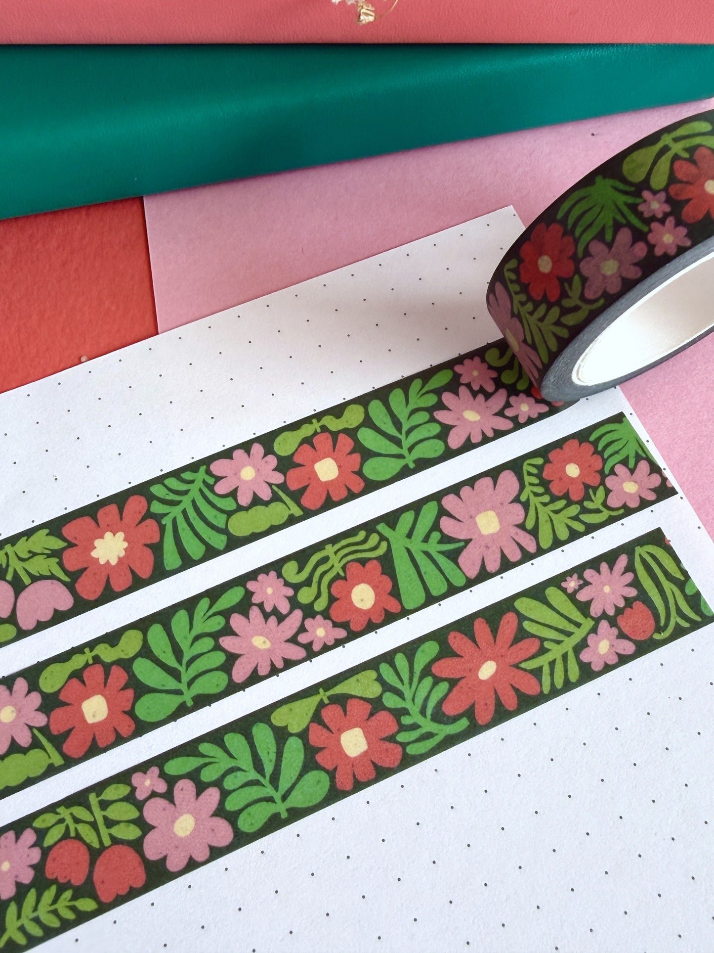 Pink and Red Flower Washi Tape