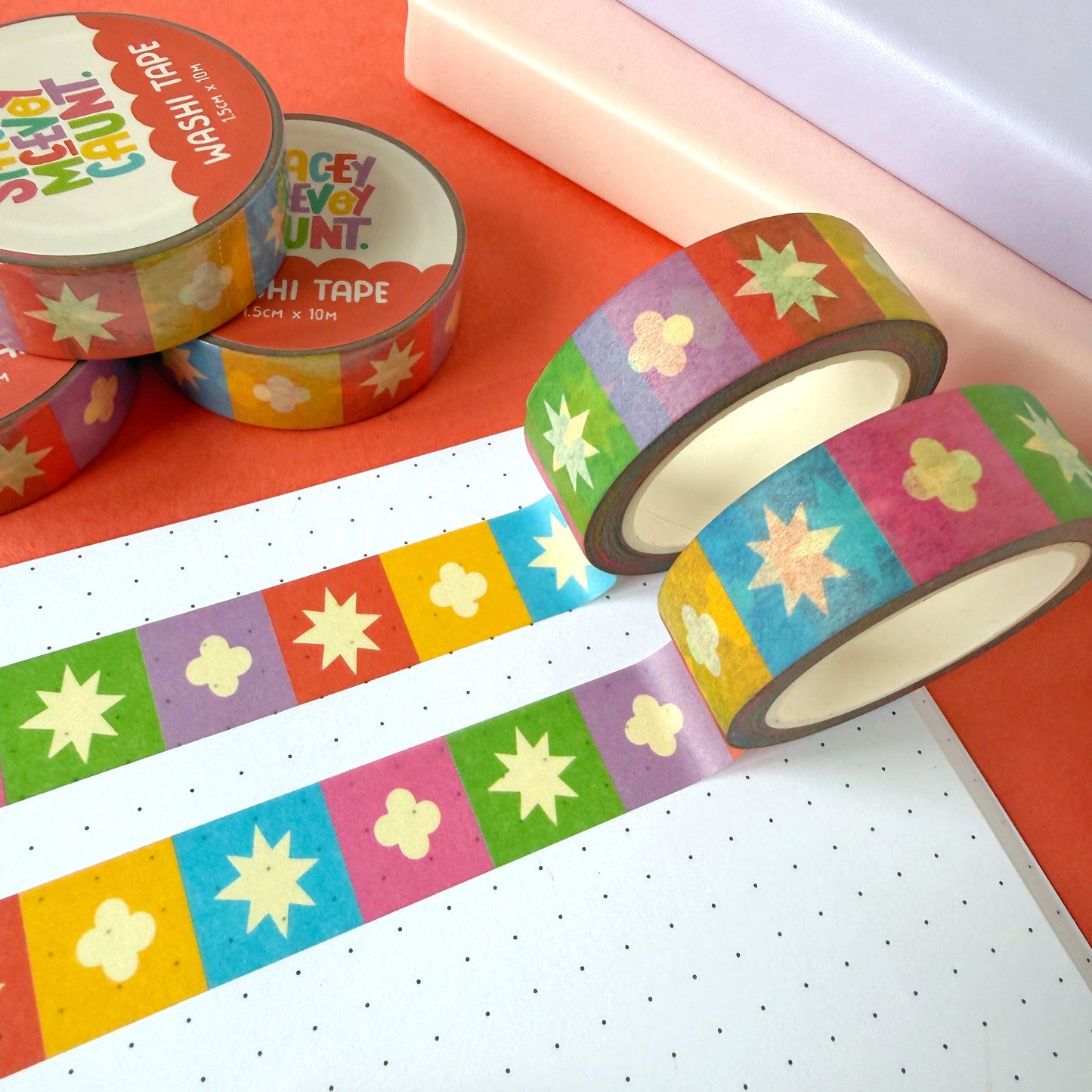 Rainbow Medieval Grid Pattern Washi Tape