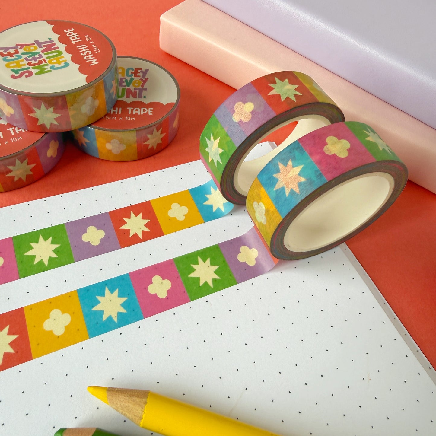 Rainbow Medieval Grid Pattern Washi Tape