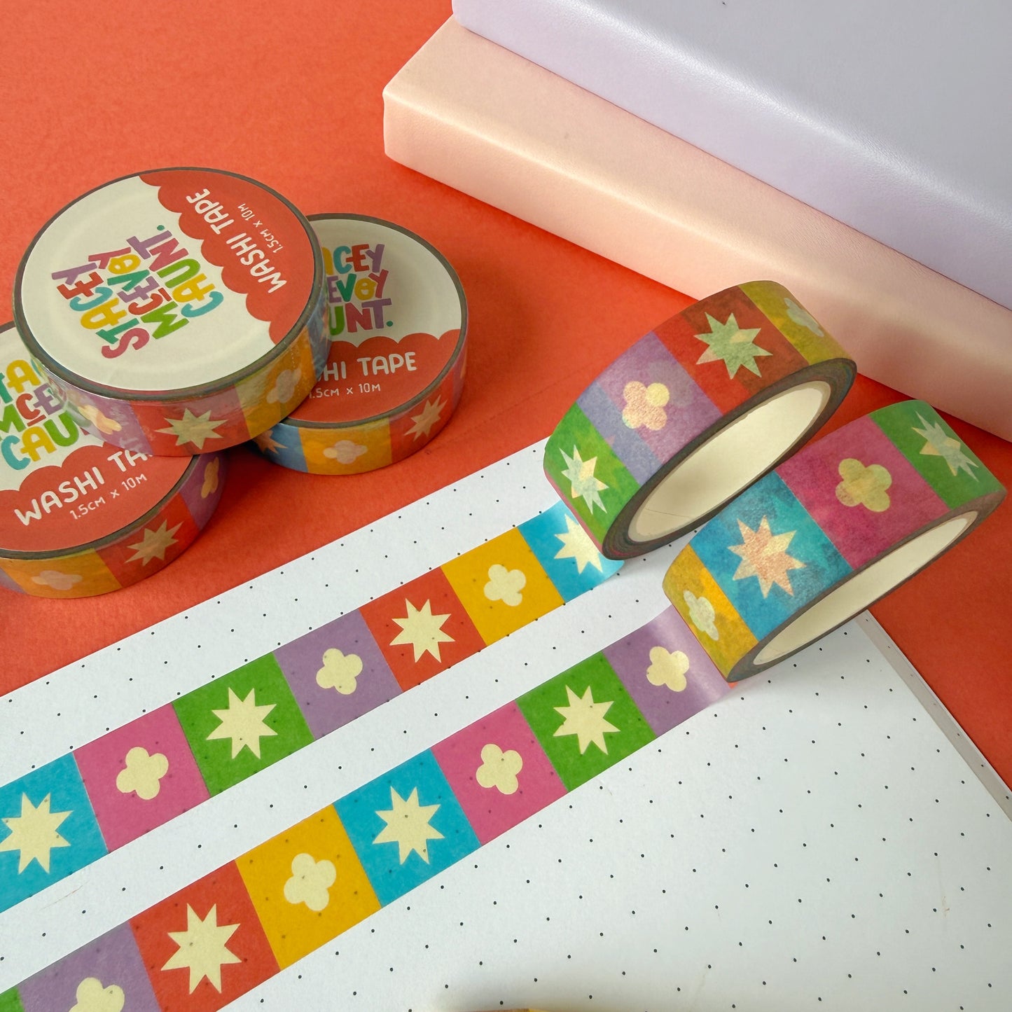 Rainbow Medieval Grid Pattern Washi Tape