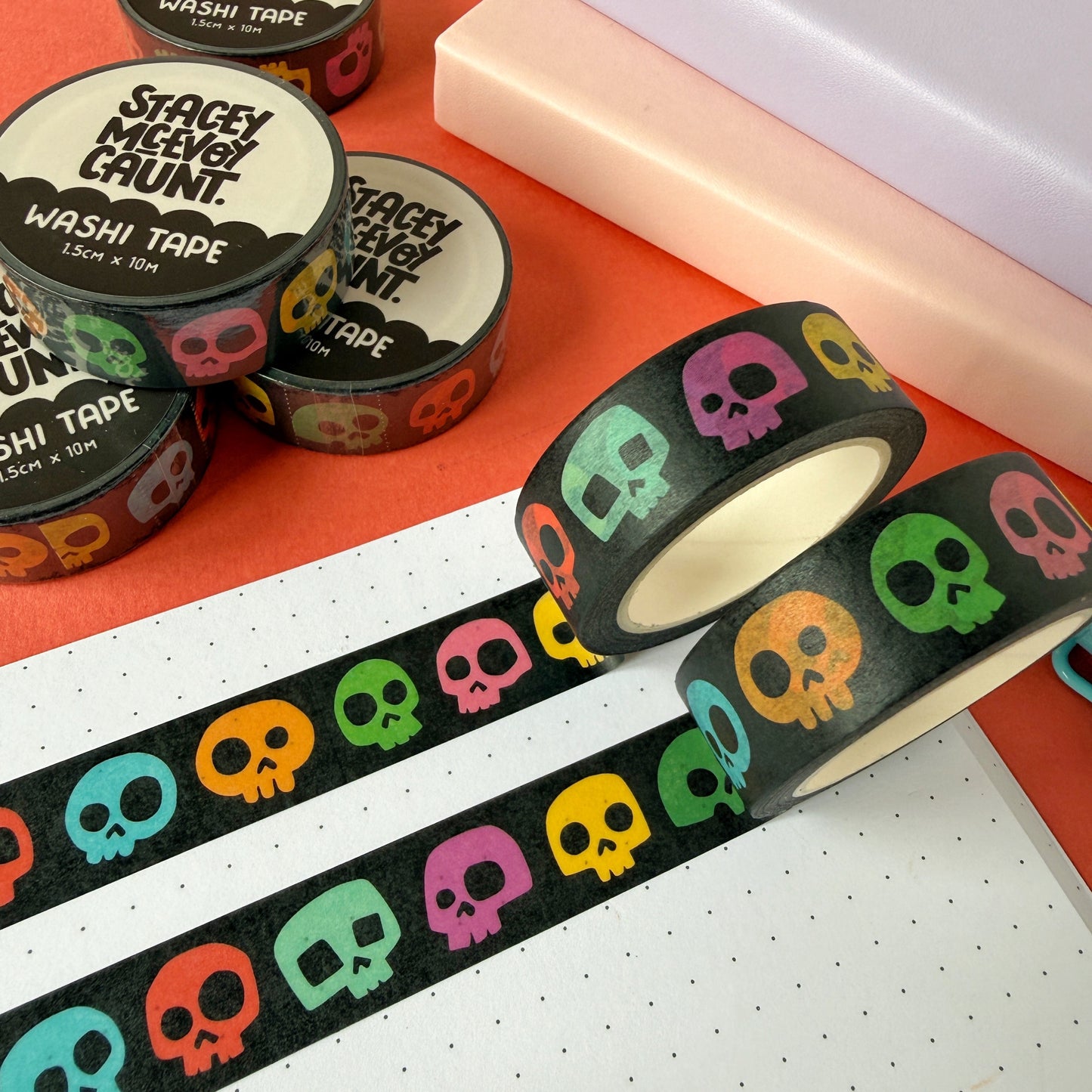 Rainbow Skulls Washi Tape