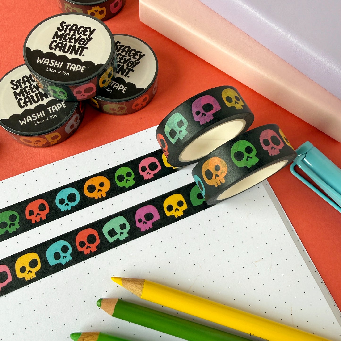Rainbow Skulls Washi Tape