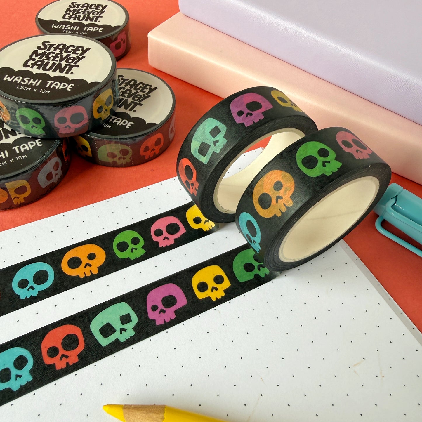 Rainbow Skulls Washi Tape