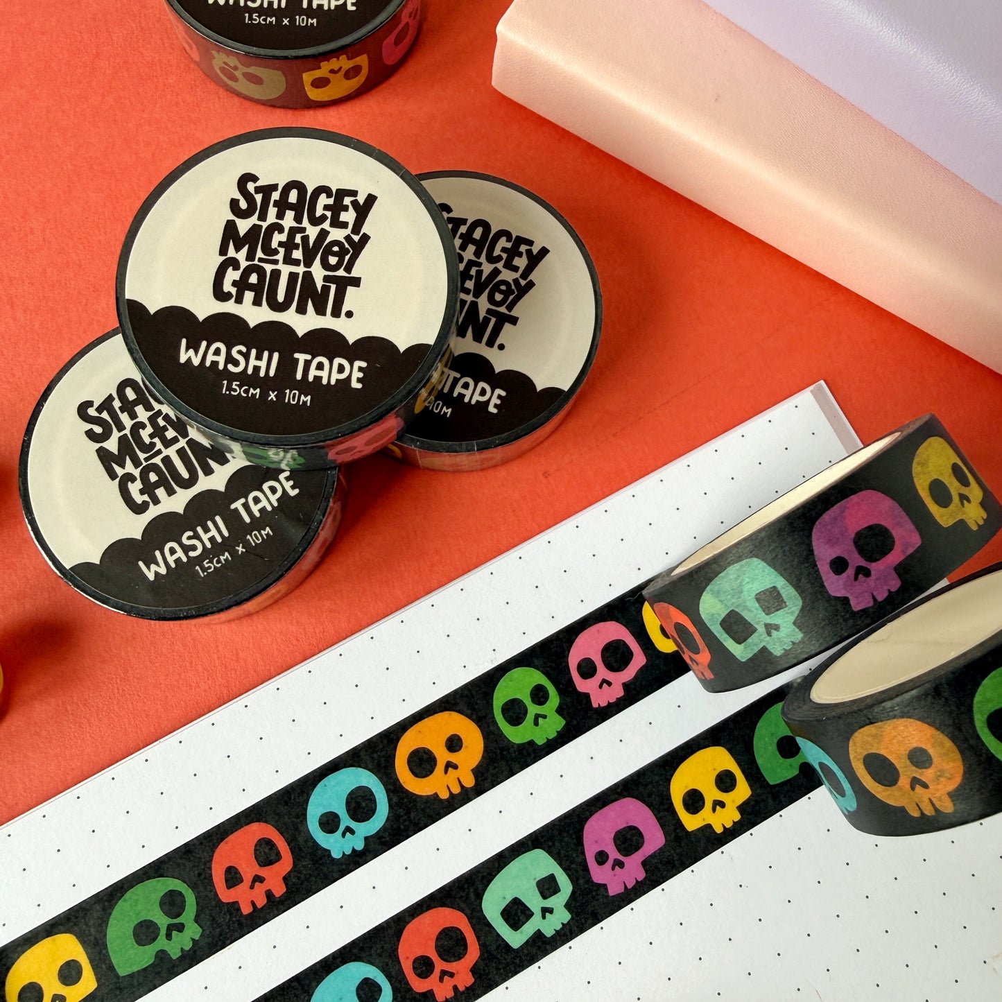 Rainbow Skulls Washi Tape