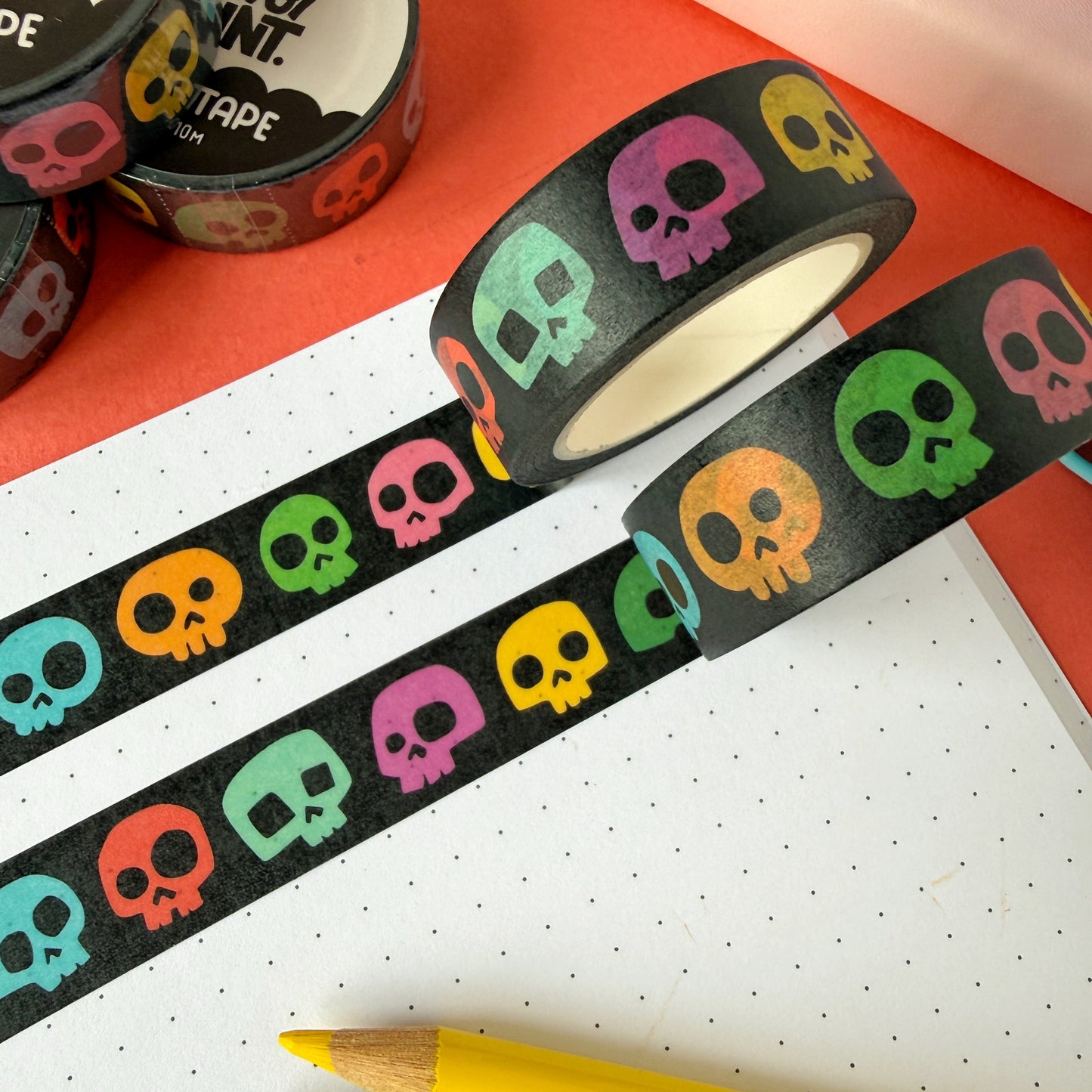Rainbow Skulls Washi Tape