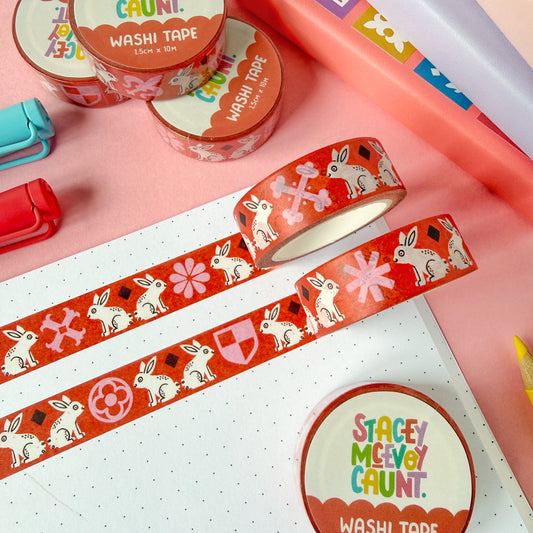 Red Bunny Medieval Washi Tape