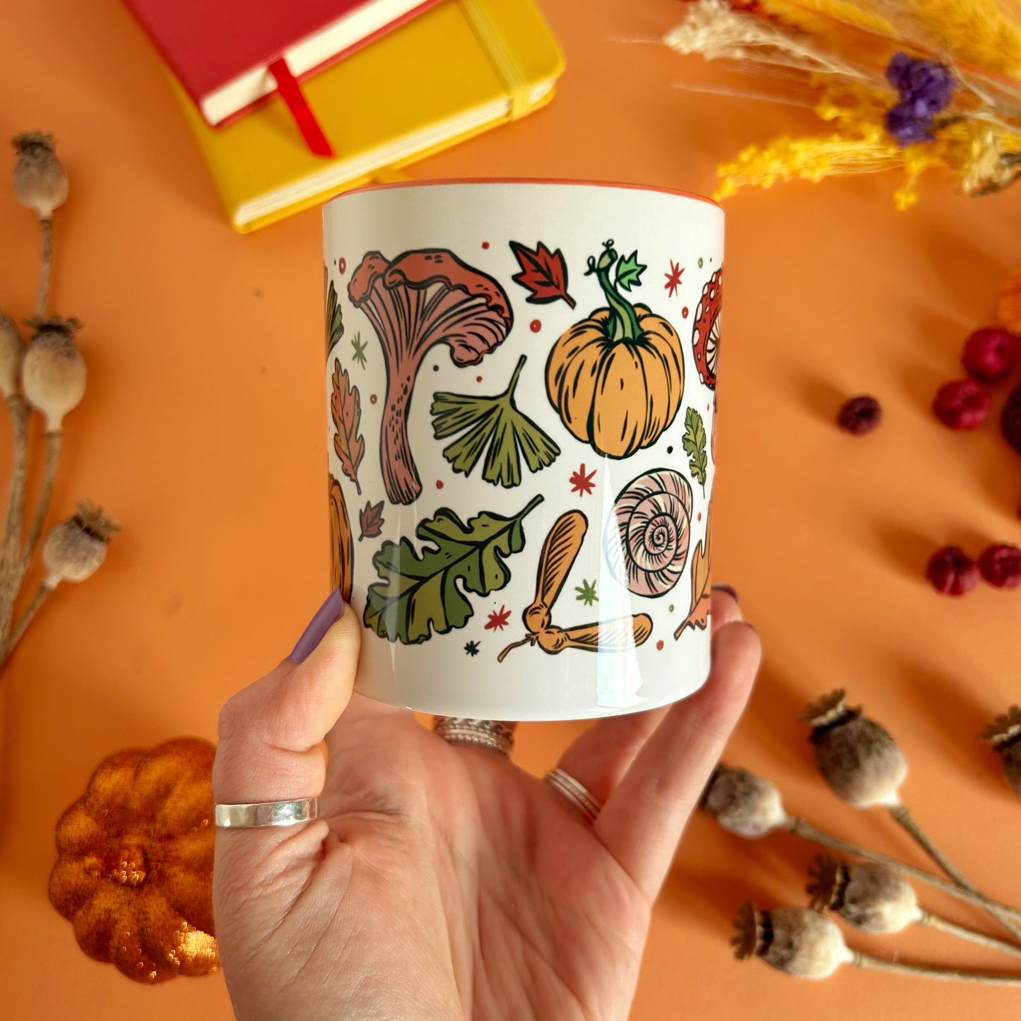Autumn Pattern Orange Mug