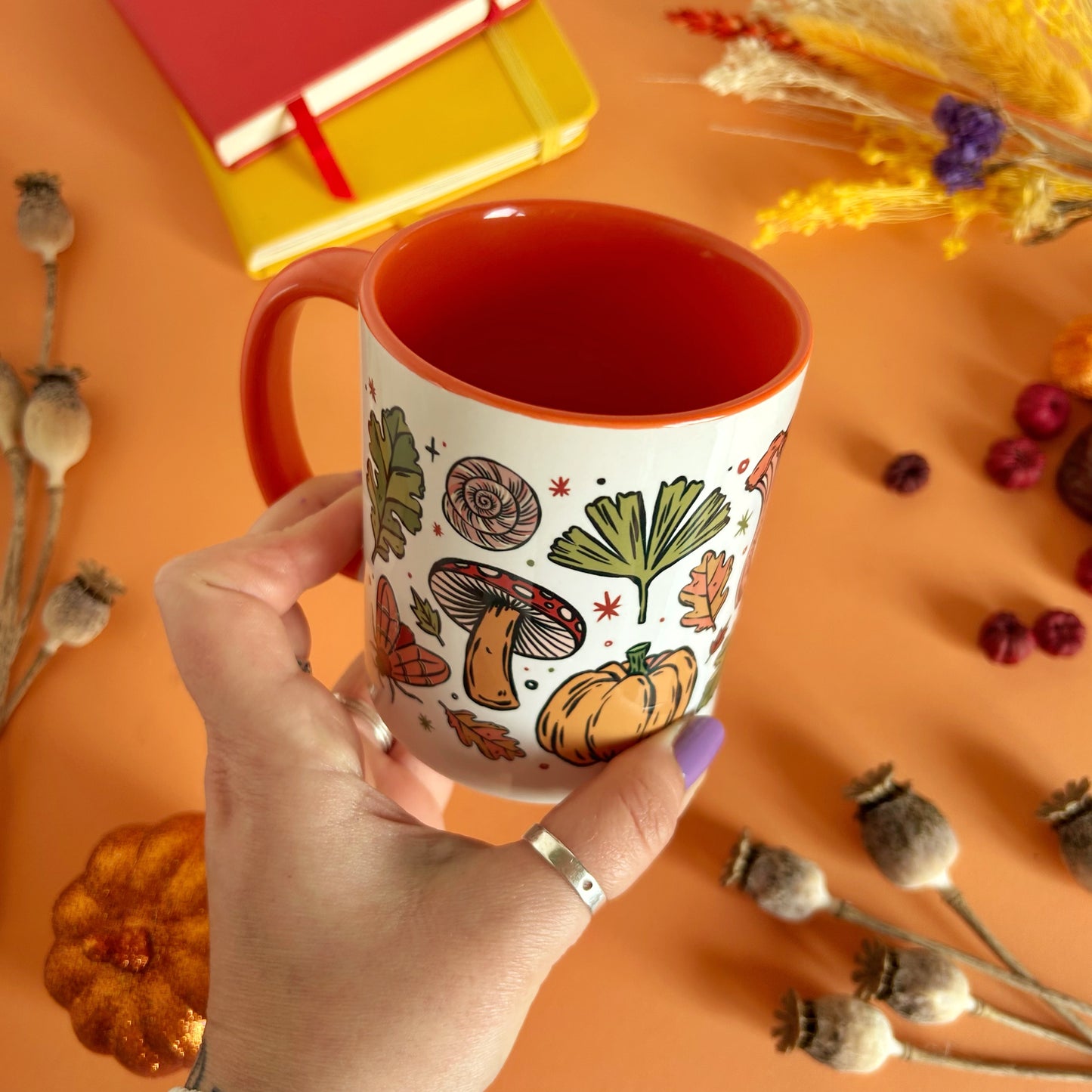 Autumn Pattern Orange Mug