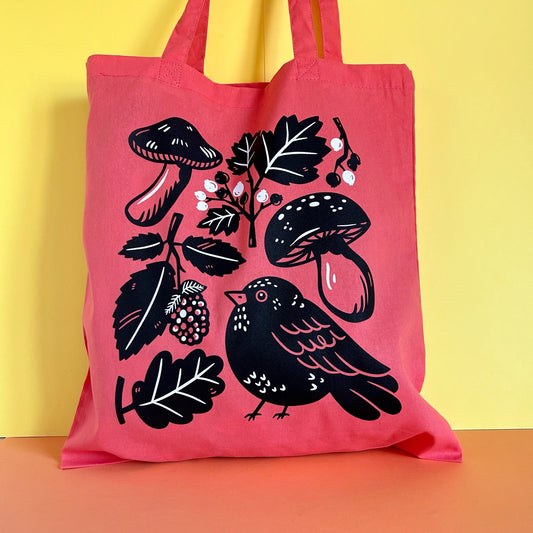 SECONDS Blackbird Tote Bag in Coral Red