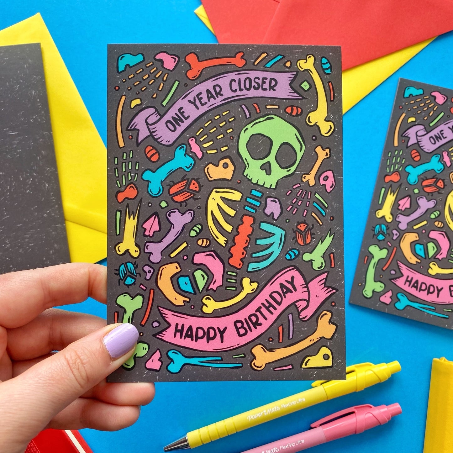 Rainbow Skeleton Birthday Card