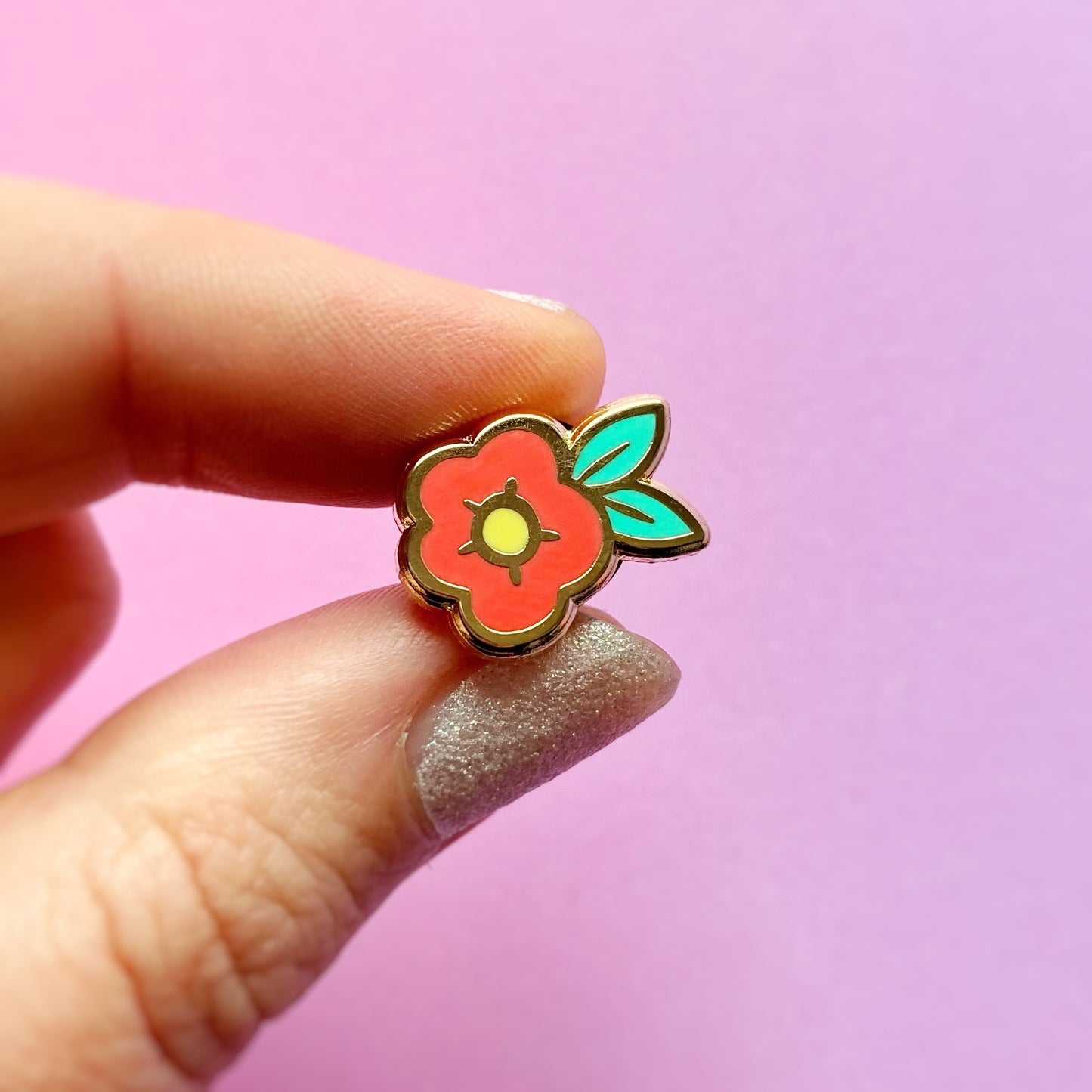 Red Flower Enamel Pin