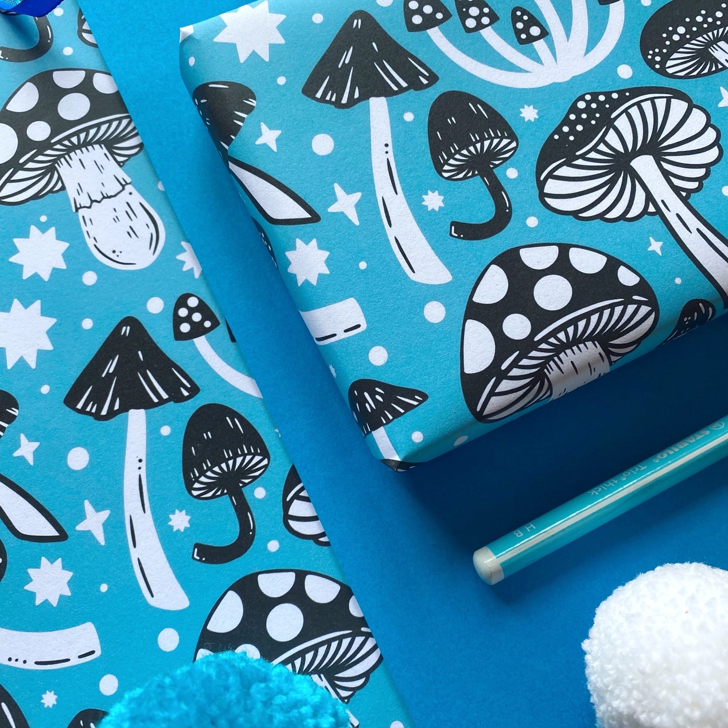 Blue Mushroom Gift Wrap
