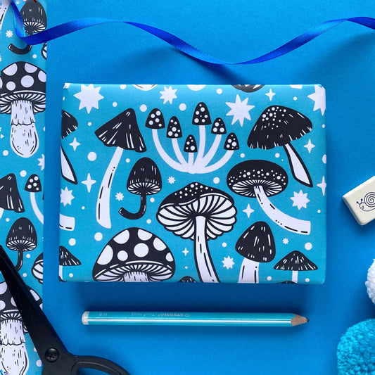 Blue Mushroom Gift Wrap
