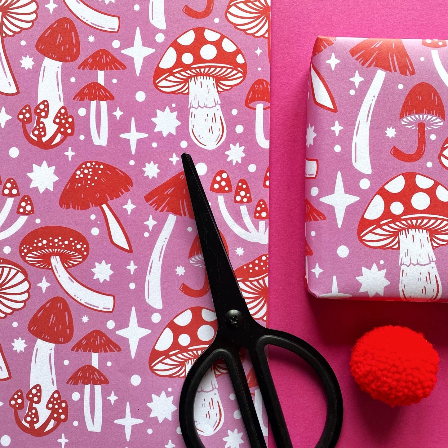Pink and Red Mushroom Gift Wrap